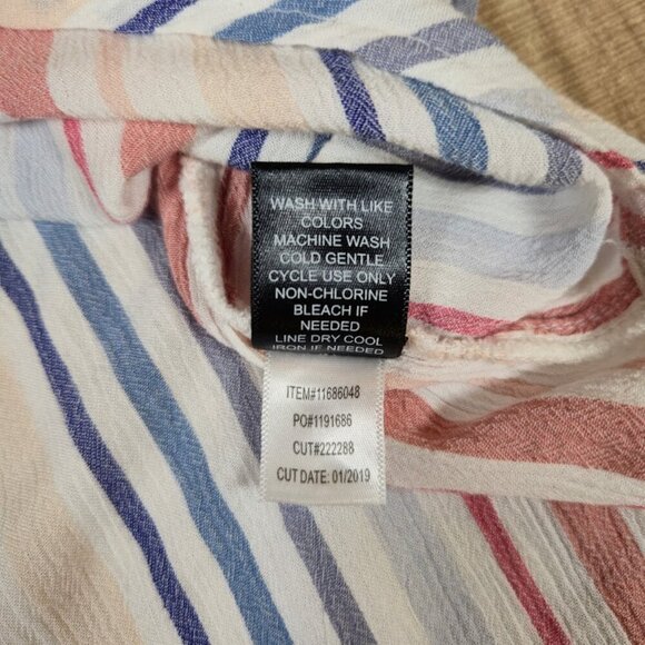 Torrid Pastel Striped Top Size Large Cream Ruffle Sleeveless Feminine Preppy - Picture 7 of 7